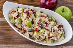 PCOS Diet Friendly Apple Slaw with red and green apples